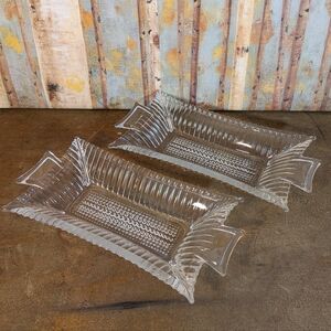 Vintage Clear Glass Rectangular Serving Trays